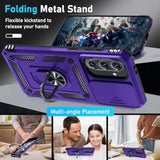 Compatible With Samsung Galaxy A36/A56 5G Case Built In Slide Camera Lens Cover+Screen Protector+Finger Ring Holder Kickstand,Heavy Duty Shockproof Full Body Phone Cover,2025 Purple