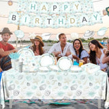 Seashell Beach Theme Party Decorations-142Pcs Beach Seashell Plates And Napkins Ocean Nautical Theme Plates Tableware Seashell Tablecloth For Summer Bash Beach Wedding Birthday Party Supplies
