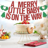 Red & Green Glitter "A Merry Little Baby" Banner Holiday Baby Shower Decor