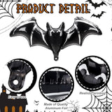 12Pcs 48" Black Bat Foil Balloons - Giant Halloween Decorations for Birthday & Haunted House