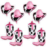8 Pc Western Themed Party Balloons Cowboy & Cowgirl with Hat and Boot