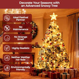Artificial Christmas Tree, 4.5Ft Fake Christmas Trees With Lights, Snow Flocked Pencil Spruce Xmas Tree Foldable Stand Hinged For Home, Party, Office Decoration
