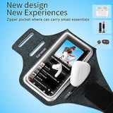 Running Armband Phone Holder For iPhone Samsung With Adjustable Strap & Zipper Pocket Black