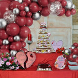 Burgundy Balloon Arch Garland Kit-Metallic Silver Balloon Silver Sequi