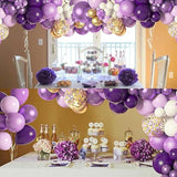 150Pcs Purple Balloons Garland Arch Kit, Light Pastel Purple Gold Whit