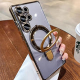 Clear for Galaxy S26 Ultra Case Magnetic Invisible Stand Built-in Camera Lens Protector Compatible with MagSafe Case Cover for Galaxy S26