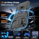 Case For Iphone 16E With Slide Camera Cover+Screen Protector(2 Packs), Military Grade Shockproof Protective Cover, Rotated Ring Kickstand(A - Black)