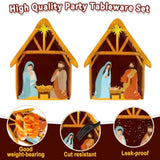50Pcs Easter Nativity Paper Plates Jesus Religious Themed Party Supplies For Easter Christmas Holy Night Celebrations Disposable Dessert Plates For Nativity Birthday Holiday Decorations