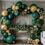 Emerald Green & Gold Balloon Garland Kit – Double Stuffed Arch for Birthday, Wedding, Party Decor