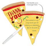 Big Dot of Happiness Pizza Party Time - Shaped Baby Shower or Birthday Thank You Note Cards with Envelopes - Set of 12
