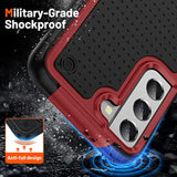 Designed For Samsung Galaxy S21 Case 2 In 1 Gift Militay Grade Drop Protective Rugged Heavy Duty Cover Shockproof Case For Galaxy S21 5G Phone Case For Women Men Boy Girl (Red+Black)