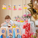 9Pcs Happy 1St Bee Day Honeycomb Centerpieces Bumble Bee First Birthday Party Table Decorations Pink It'S My 1St Bee Day Table Centerpiece For Girl Baby Shower Sweet As Can Bee Table Topper Sign Decor