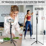 Auto Face Tracking Tripod 360 Rotation With Stand,Android And Iphone Tripod Holder With Remote And Gesture Control, No App,Built-In Tracking Camera Selfie Stick For Live Vlog Streaming Video Tiktok