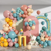 Rainbow Balloons Arch Garland Kit, Dusty Blue Blush Pink Balloon Retro Mustard Yellow Slate Blue Balloon Assorted Colorful Balloons For Baby Shower Boho Birthday Decorations