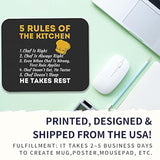 Chef Cook 9 Inch Mousepad Mousepad - Chefs 5 Rules Of Kitchen Funny Chef Rules Office Mousemat Mouse Mat Gift