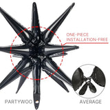 6Pcs Black Star Foil Balloons 22In Large Mylar Party Decorations for Birthday Graduation