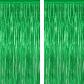 2 Pack Tinsel Backdrop 3.28x7.05ft Green Metallic Football Party Decor