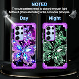 For Galaxy S25 Ultra 5G Case,Glow In The Dark Three Layer Heavy Duty Shockproof Full Protection Hard Plastic Bumper+Soft Silicone Protective Case For Samsung Galaxy S25 Ultra 6.9 Inch,Dark