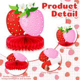 7 Pcs Strawberry Honeycomb Centerpieces Berry First Birthday Decorations Strawberry Table Centerpieces For Sweet Berry One Birthday Table Topper Summer Fruits Baby Shower Party Favor Supplies