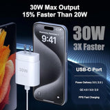 iPhone 16/15 Pro Max 30W USB-C Fast Charger with 10ft Cable