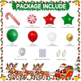 129pc Red Green White Gold Christmas Balloon Arch Kit with Candy & Star Foils