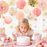 Pink Birthday Party Decorations Kit-Tissue Paper Pom Poms,Lanterns,Fans Flowers,Star Garlands,Streamers For Girls Women Birthday,Wedding,Bachelorette,Bridal Shower,Baby Shower,Princess Party