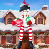 13Ft Christmas Inflatable Snowman Outdoor Decoration, Climbing Snowman Blow Up Yard Decoration, With Cardinal And Led Li