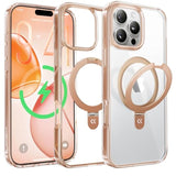 Jellypop Case For Iphone 16 Pro Max Case With Stand, Desert Titanium, Fit For Magsafe, 16Ft Military Grade Protection, Kickstand For Viewing & Work, Clear Back, Champagne Gold