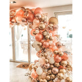 Rose Gold Balloon Garland Arch Kit, Metallic Rose Gold Pearl White And Glitter Confetti Balloons, Rose Gold Party Decor For Wedding Backdrop, Birthday, Baby Shower, Photo Booth, Retirement Party Decro