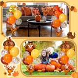 Thanksgiving Balloon Centerpiece Kit: Turkey, Squirrel, Pine Cone Decor (6 Sets)