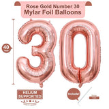 40 Inch Rose Gold 30 Number Balloons Giant Jumbo Huge 30 Foil Mylar Helium Number Digital Balloons Rose Gold Birthday Mylar Digital Balloons Dirty 30Th Birthday Party 30Th Anniversary Events Party
