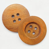 20Pcs Big Size 50Mm 2" Light Brown Round Wood Buttons 4 Holes Craft Se