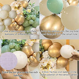 Sage Green Balloons Arch Kit, Green And Gold Balloons White Sand Olive Confetti Balloons Arch For Birthday Baby Shower Bridal Shower Engagement Baptism Wild One Party Decorations