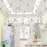 15PCS Silver Star Hanging Swirl Decorations for Party, Wedding, Baby Shower