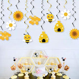 20Pcs Bumble Bee Hanging Swirl Decorations, Bee Party Hanging Swirls Foil Ceiling Streamers Honey Bee Themed Party Supplies For Kids Birthday Baby Shower Gender Reveal Bee Party Decoration