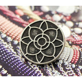 12 Pieces Lotus Blossom Metal Shank Buttons. 20Mm (3/4 Inch) (Antique
