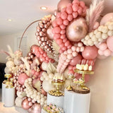 Blush Pink Balloons, 60 Pcs 12 Inches Dusty Pink Double Stuffed Nude Beige Balloon, Retro And Rose Gold Boho Balloons Set For Girls Bridal Birthday Baby Shower Weddings Party Decoration