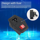 10A 250V Rocker Switch Power Socket Inlet Module Plug 10A Fuse With Indicator Light 2 Pin Iec320 C8 For Household Appliances Or Diy Device2-Pack