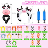 Zoo Animal Inflatable Headbands Inflatable Wrist Balloons Cartoon Hand Head Wearing Balloons With Pump For Birthday Party Favors Carnival Decorations(60 Pcs)