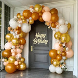 129PCS Fall Balloon Arch Kit with Burnt Orange Gold Balloons for Baby Shower Party
