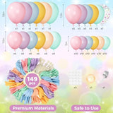 149Pcs Pastel Rainbow Pink Purple Yellow Orange Balloon Garland Kit Different Sizes 18 12 10 5Inch, 6Pcs 18” Easter Confetti Balloons For Baby Shower Wedding Birthday Party Decorations