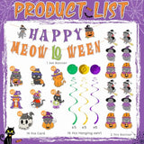 Halloween Party Decorations Little Cats "Happy Meow-Loween" Banner & Hanging Swirls
