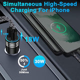 30W Fast Iphone Car Charger Type C Cigarette Lighter Adapter Car Plug With 3Ft Usb C To Usb C Fast Charging Cable For Iphone 17 Pro Max 17 Air 16E 16 15 Plus,Samsung S25 S24 S23,Google Pixel 10 9 8