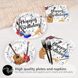 96 Pcs Guitar Birthday Party Supplies Music Notes Birthday Plates Music Theme Party Decorations Plates Napkins Disposable Guitar Tableware Set For Baby Shower Concert Karaoke Rock And Roll