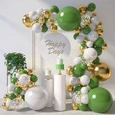 Sage Green Balloon Garland Kit, 150Pcs Arch Kit Different Sizes Latex Balloons Gold Olive Green Confetti Metallic Balloons For Jungle Family Reunion Woodland Theme Party St. Patrick'S Day D