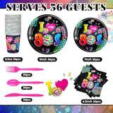 252 Pcs Retro 80S Plates And Napkins Set I Love The 1980S Party Decorations Back To The 80S Napkins Plates Cups Knives Spoons Forks 1980S Neon Party Tableware Supplies Serves 36 Guests