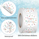 500 Pcs 1.5 Inch Happy Holidays Stickers Christmas Sticker Roll For Envelopes,Gift Packing,Cards,Party Supplies (Snowflake)