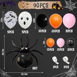 Pink Halloween Balloon Arch Garland Black Orange Latex Balloons with Spider Bat Ghost Decor