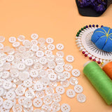 11Mm 200Pcs Sewing Shirt Resin Buttons 4 Holes White Faux Pearl Finish