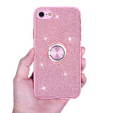 Case For Iphone Se 2022/2020, For Iphone 8, For Iphone 7, Cute Glitter Bling Sparkly Case With Ring Stand, Women Girls Protective Phone Case Cover For Iphone Se 3Rd Gen /2Nd Gen/8/7 - Pink